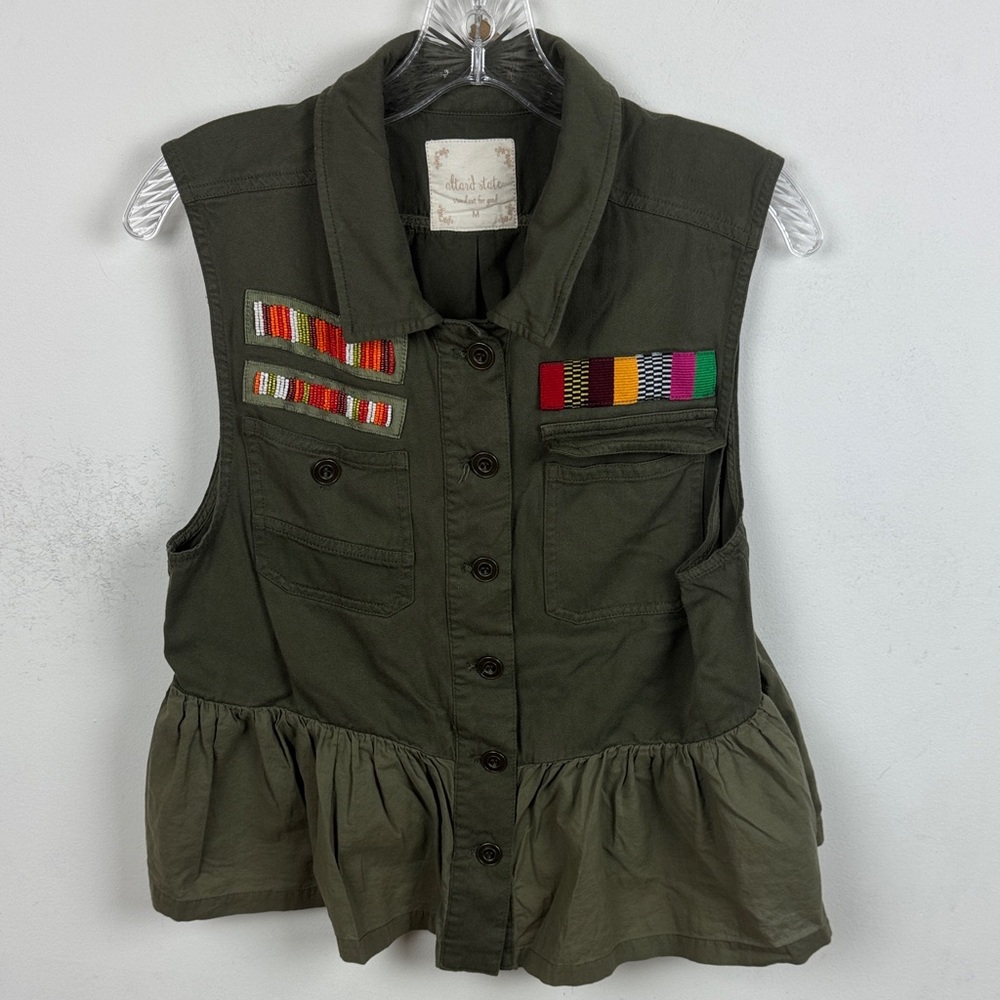 Altar’d State Green Military Style Vest with Patches
